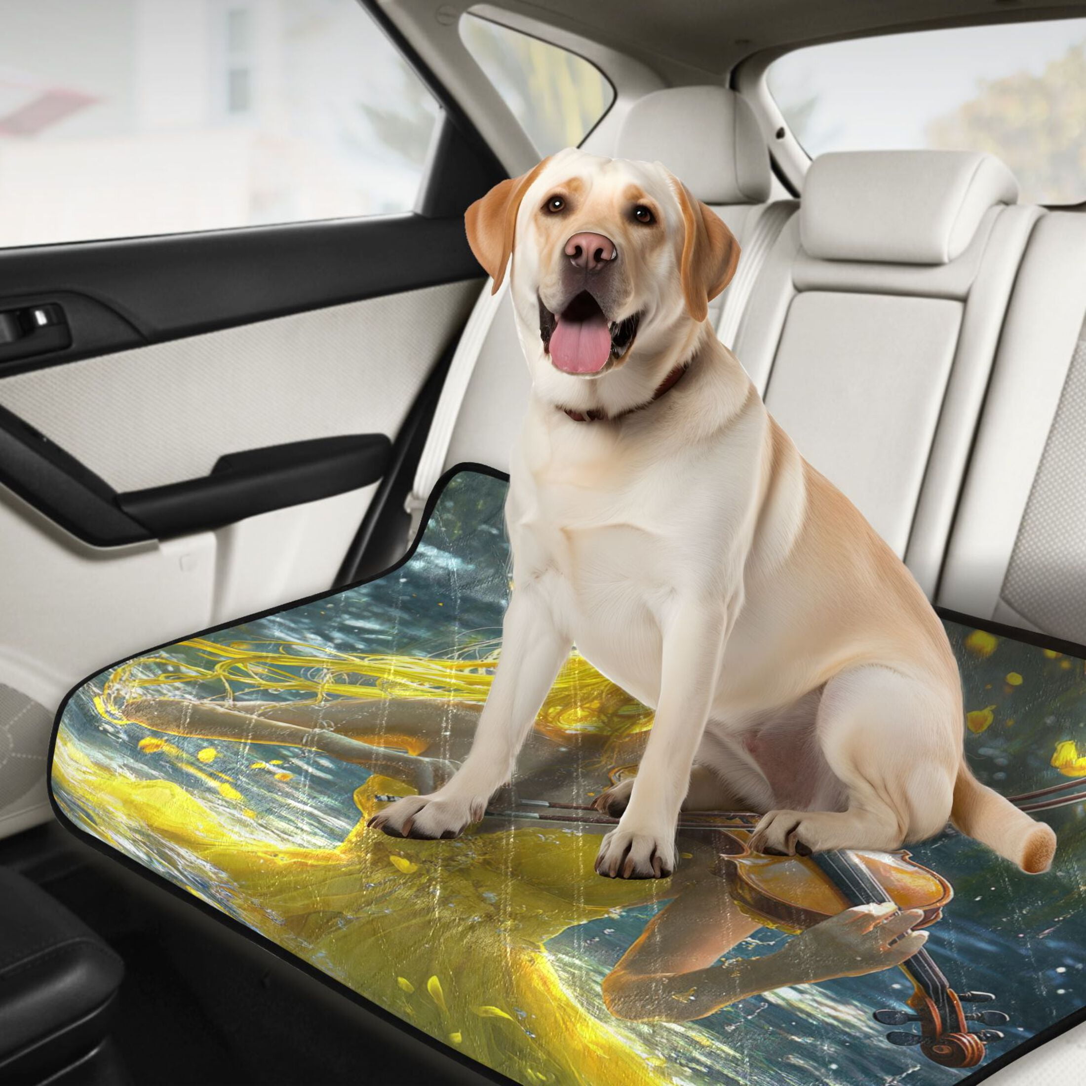 Qxltty Lass Playing Violin on The Water Cat litter Pads Pet Set of 3 Diaper Mats Center Anti-leakage Layer Absorbent Soft and Comfortable