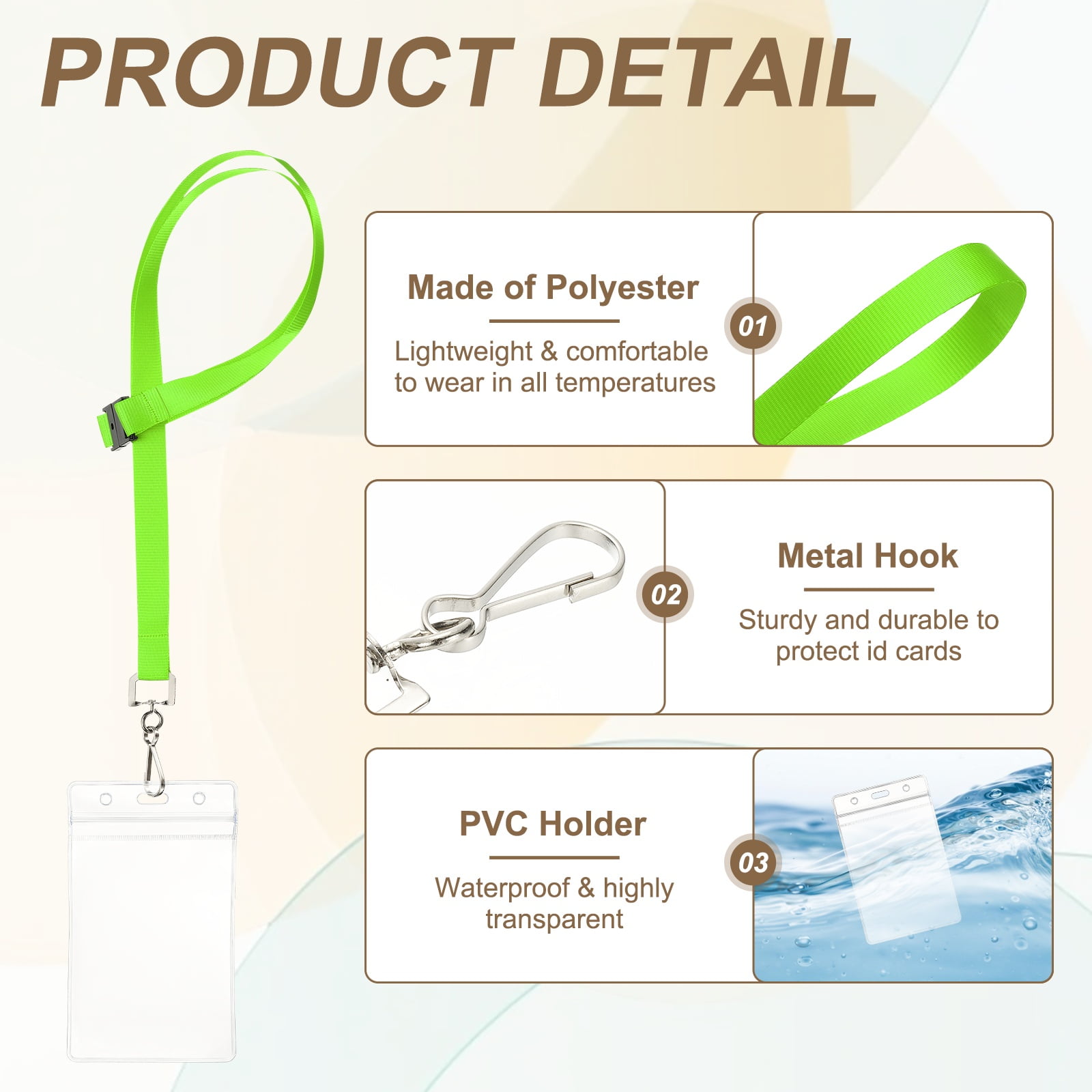 Uxcell 24Pack Colored Lanyards for ID Badges, Breakaway Lanyards for Keys, Fluorescent Green