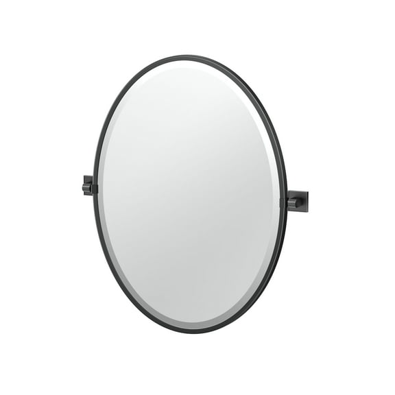Gatco Mode 24" Framed Oval Mirror, Matte Black