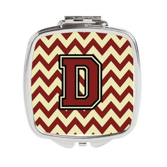 Carolines Treasures  Letter D Chevron Maroon & Gold Compact Mirror - Maroon & Gold