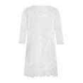 thumbnail image 6 of MELDVDIB Summer Dress for Women Crewneck 3/4 Sleeve Hollow Out Lace Solid Mini Dresses Beach Party Loose Dresses, 6 of 8