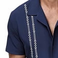thumbnail image 4 of Kukoosong Men's Vintage Bowling Beach Shirt Striped Print Short Sleeve Collared Button-Up for Summer Office, Retro and Stylish Shirts for Men, 4 of 7