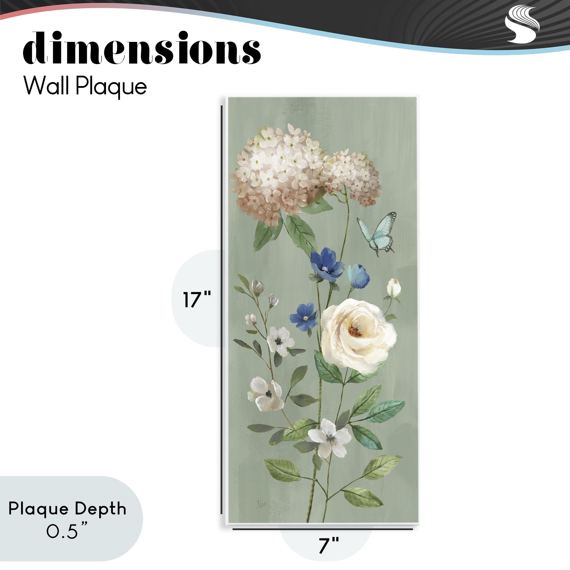 Stupell Industries Hydrangea & Rose with Butterfly Wall Plaque Art, design by Nan