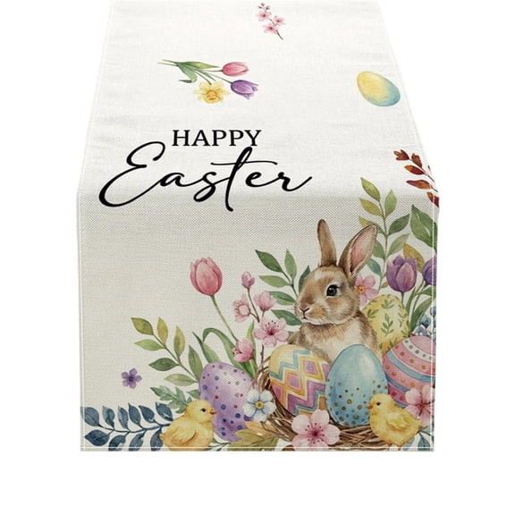 Easter Bunny Eggs Decorative Runner Holiday Centerpiece For Dining Kitchen Party