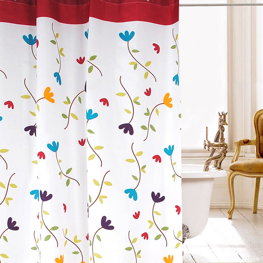 Orchid Flowers Polyester Shower Curtain Waterproof Mildew Proof Bath