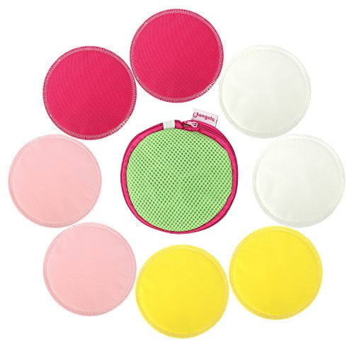 Enovoe Organic Bamboo Breastfeeding Pads (12 Pack) with Laundry Bag -  Reusable Nipple Pads are Super Soft, Machine Washable and Hypoallergenic-  Multi Color 1 Count (Pack of 12) - Multicolor