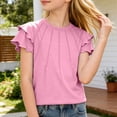 thumbnail image 4 of Girls Tops Casual Short Sleeve Ruffle Hem Pull String Tee Girls Clothes Pink 7-8 Years, 4 of 4