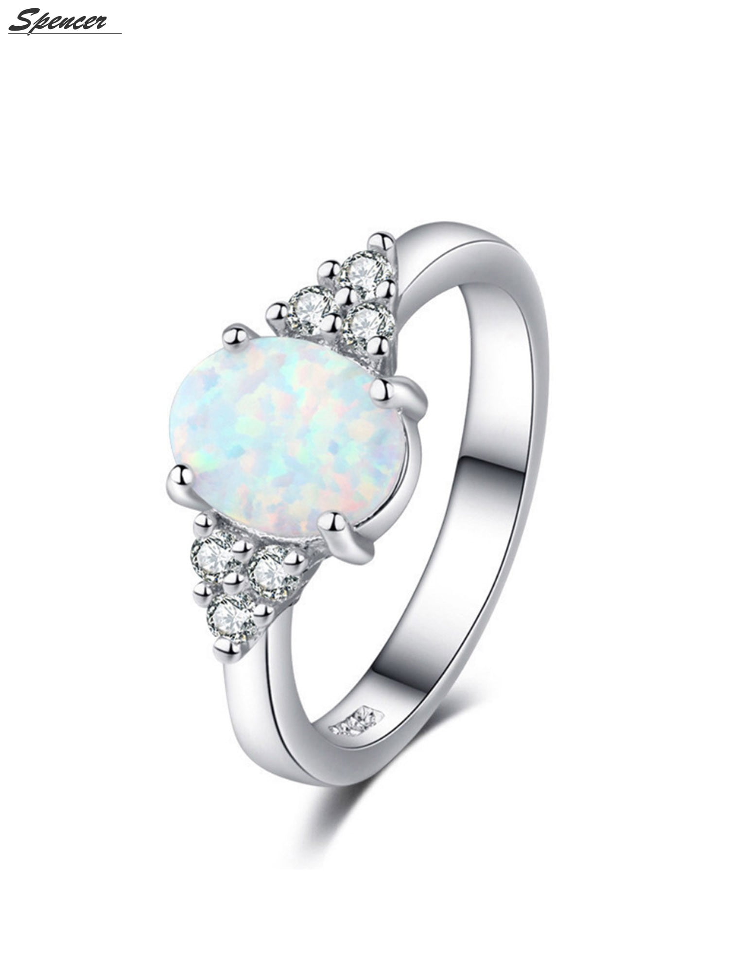 Fashion 925 Silver White Fire Opal Ring Women Wedding Proposal Jewelry Size 6-10 