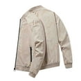 thumbnail image 3 of ohmzyzo Men's Casual Flight Jackets Softshell Zipper Front Windbreaker Bomber Coats Floral Print Stand Collar Outerwear with Pockets Beige XL, 3 of 3