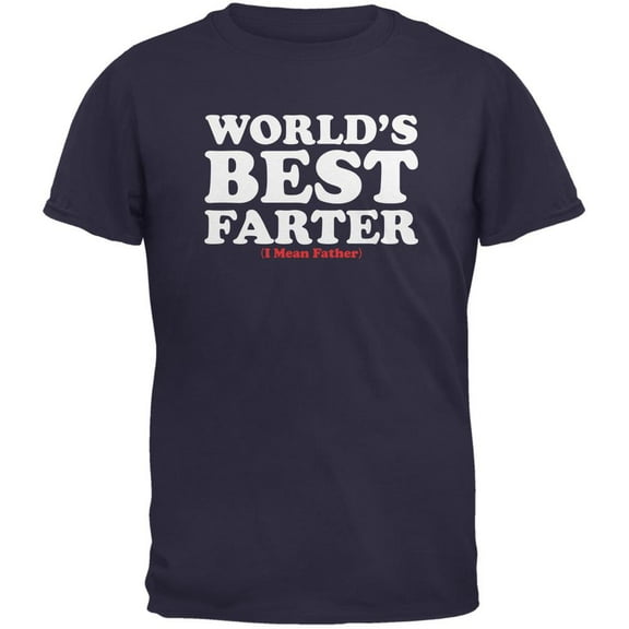 Fathers Day - World's Best Farter Navy Adult T-Shirt - X-Large