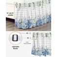 thumbnail image 3 of Blue Flower Wrap Around Bed Skirts for King Bed 16" Drop,Bed Skirt with Adjustable Elastic Belt Dust Ruffle Bed Valance for Bedroom Hotel Grey Plaid Hydrangeas Eucalyptus Leaves Bed Frame Cover, 3 of 7