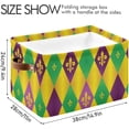 thumbnail image 4 of Coolnut Mardi Gras Carnival Storage Basket Foldable Storage Bin 2 Pack, Canvas Rectangular Storage Basket with Leather Handles for Home Closet & Office Decor Gifts, 4 of 7