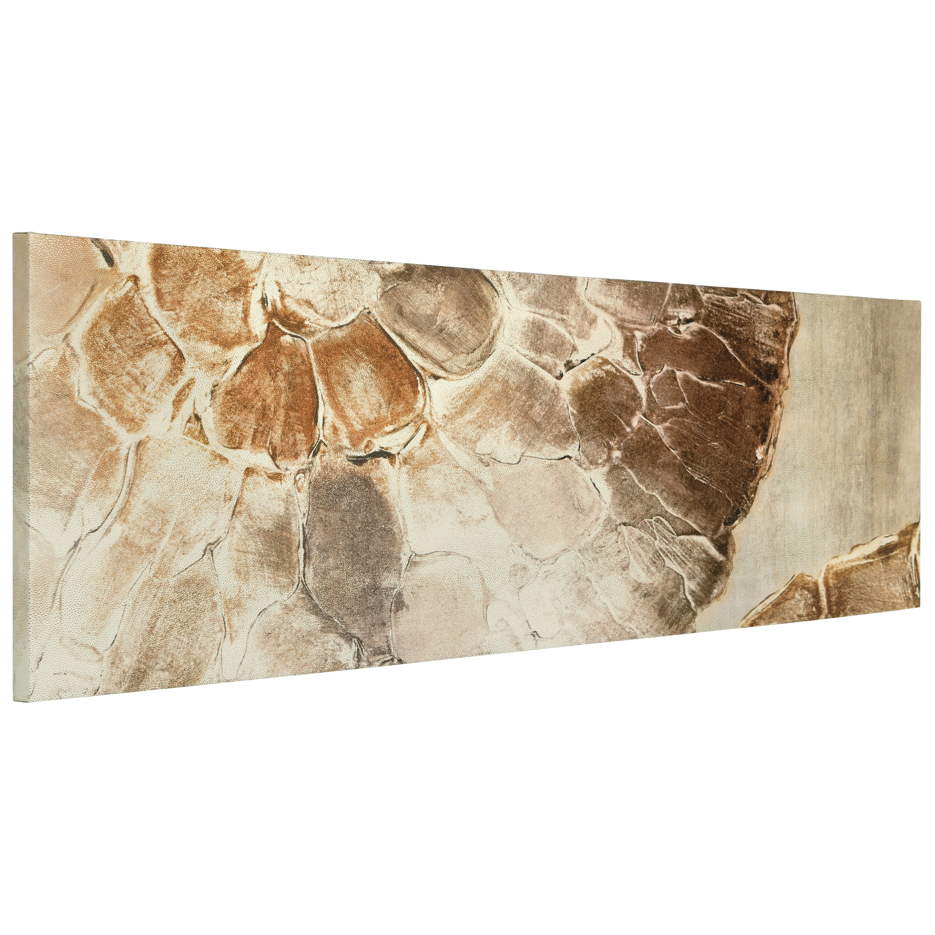 "Golden Layers II" Abstract artwork Rendered on Gold Shagreen Wrapped Canvas Wall Art, sized 72"x22"