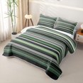 thumbnail image 3 of Castle Fairy Hippie Horizontal Stripe Quilt Full 3-Piece,Bohemian Line Full Bedspread Sets,Sage Charcoal White,1 Coverlet and 2 Pillowcases, 3 of 7