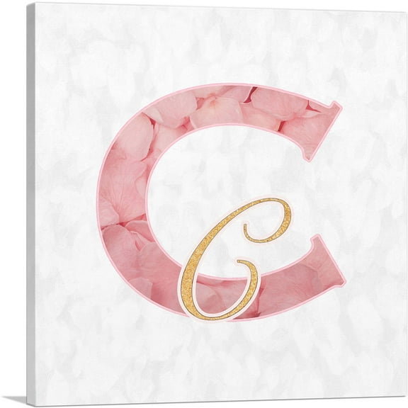 ARTCANVAS Chic Pink Gold Alphabet Letter C Canvas Art Print - Size: 18" x 18" (0.75" Deep)