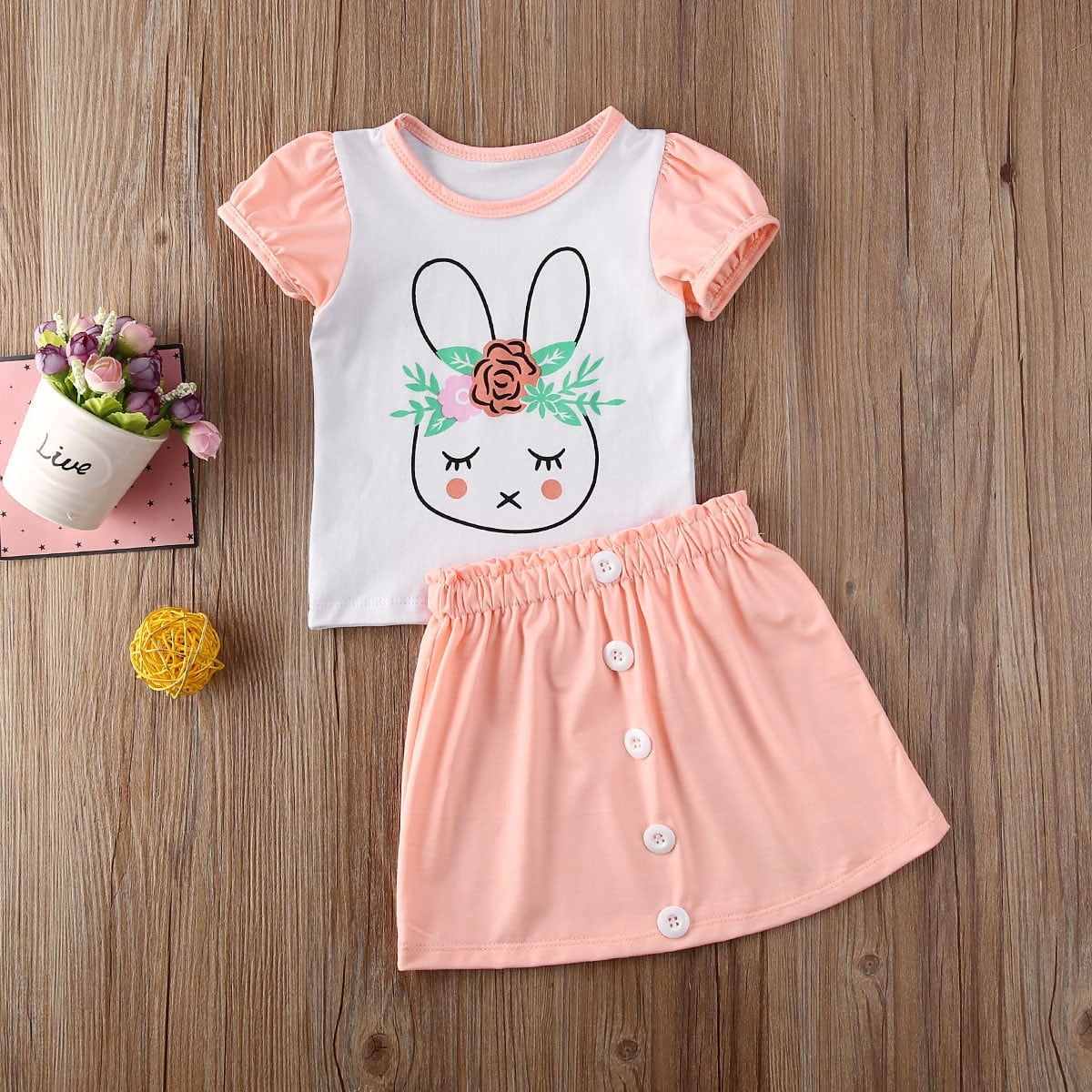 2020 Easter Toddler Kids Baby Girl Rabbit T Shirt Skirt Dress Princess Party Clothes Outfits Set Walmart