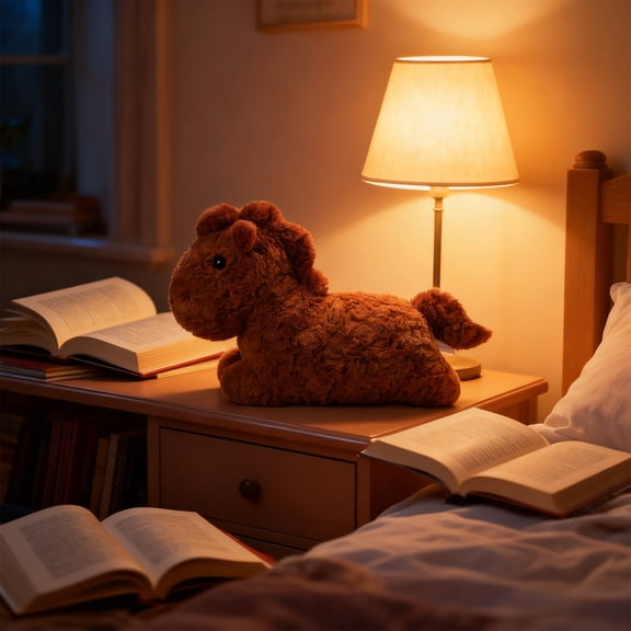 Rourlinge 10Inches Large Horse Stuffed Animal, Realistic Stuffed Pony Plush Toy, Hugging Soft Chocolate Horse Plush Body Pillow Gift for Kids Girlfriend