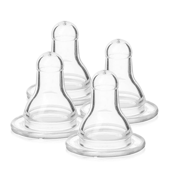 XIRQI Classic Fast Flow Silicone Nipples 4 Ea, Silicone Nipple, Clear