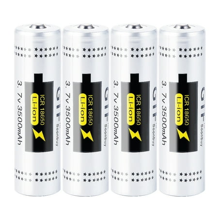 Lith Ion Rechargeable Battery - Soonbuy 3.7V 3500mAh 18650 Pre-charged Li-ion Rechargeable Battery For Flashlight Torch Grey 4pcs