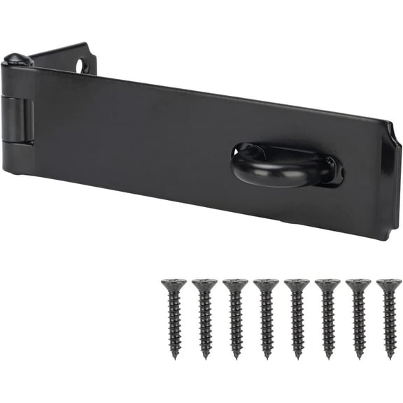 Heavy Duty Door Hasp Latch 7-3/4" Extra Thick Steel Safety Gate Door Lock Padlock Clasp Hasp Lock Latch for Fence Gate Barn Door Shed Closet Cabinet, Black Finish Straight Straight