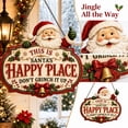 thumbnail image 2 of Vintage Christmas Character Wooden Hanging Sign, Farmhouse‑Inspired Christmas Front Door Decor Piece, 3D Embossed Scarfed Snowman Happy Place Plaque, 2 of 4