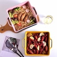 thumbnail image 5 of Qeeadeea square Lasagne Pan With Handle, Large Ceramic Bakeware Pan, Porcelain Baking Dish Oven Proof-Pink-20x15x6cm, 800ml, 5 of 7