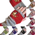 thumbnail image 1 of Limei Women Winter Warm Knit Fingerless Bird Embroidered Gloves Thumbhole Arm Warmers Mittens (Black), 1 of 7
