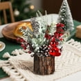thumbnail image 6 of 11 Inch Small Christmas Tree Artificial Mini Tabletop Christmas Tree with Pine Cones Red Berries Holiday Ornaments for Indoor Outdoor Home Room Party Winter Christmas Decorations Centerpiece, 6 of 8