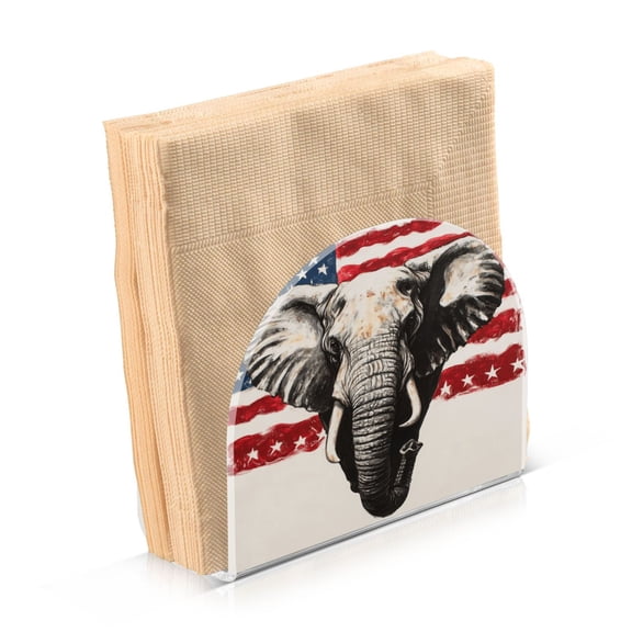 Haosy Napkin Holder for Table Acrylic Kitchen Paper Tissue Dispenser, Us Flag and Elephant