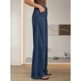 thumbnail image 2 of JOLIP Women's High Waist Seamed Wide Leg Denim Jeans, Dark Wash Panel Front Baggy Denim Pants, 2 of 7
