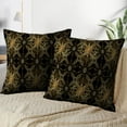 thumbnail image 3 of LALILO Throw Pillow Covers Golden Floral Golden Damask Gold Floral Cushion Cover 18" x 18", 2 Pack, 3 of 6