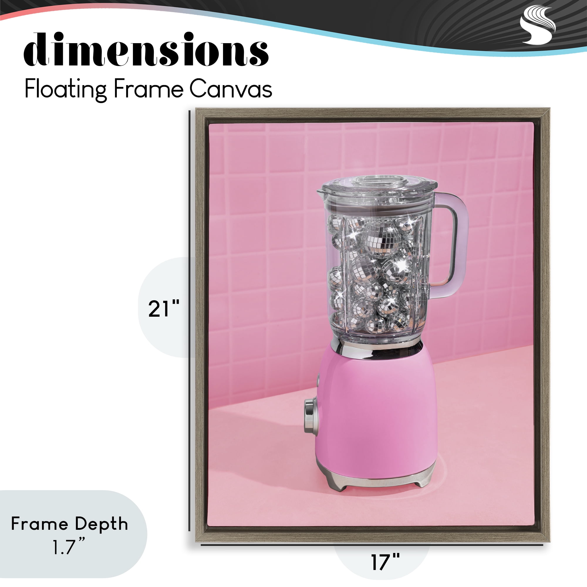 Stupell Industries Disco Drink Blender over Pink Brown Framed Floater Canvas Wall Art, design by LISH Creative
