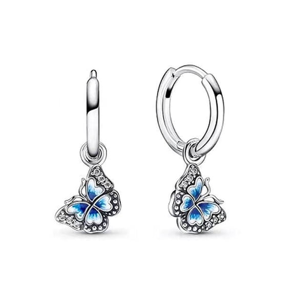 DESIGNICE Blue Butterfly Hoop Earrings Butterfly Dangle Earrings Butterfly Earrings for Women