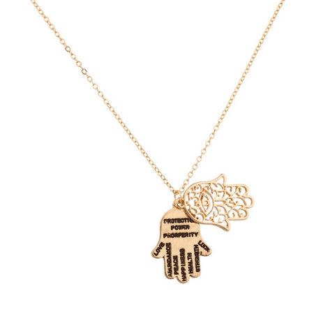 Happiness Jewelry Lux Accessories Protection Power Prosperity Hamsa Love Abundance Peace Happiness Health Strength Luck Inspiration Necklace ()