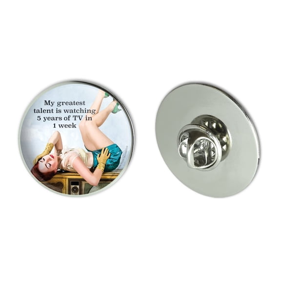 Greatest Talent Watching 5 Years TV in 1 Week Funny Humor Metal 1.1" Tie Tack Hat Lapel Pin Pinback