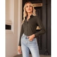 thumbnail image 4 of Camisas con botones para mujer Siliteelon Slim Fit Coffee Brow, 4 of 9