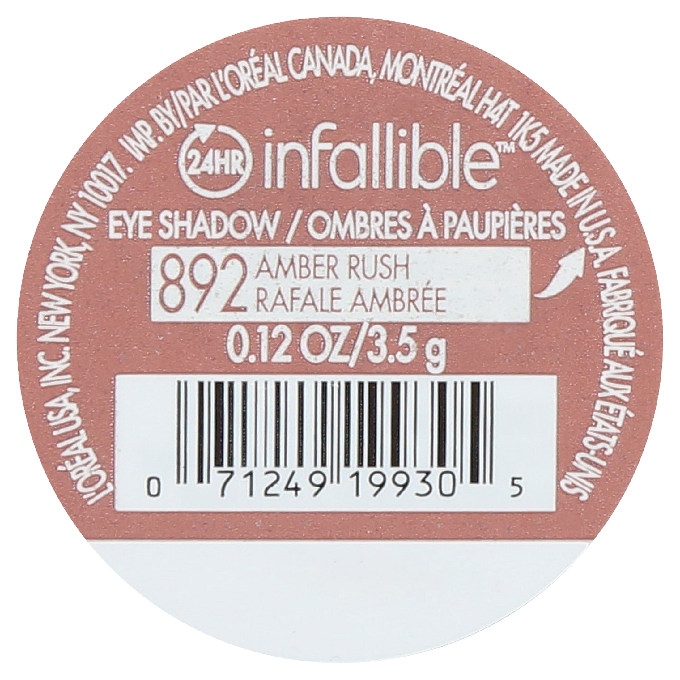 L'Oreal Paris Infallible 24 Hour Waterproof Eye Shadow, Amber Rush