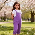 thumbnail image 5 of Lavender Purple Kids Overalls 100% Polyester Lightweight Bib Overall Adjustable Straps Cuffed Hem Summer Play Clothes,Size 11-12T, 5 of 9
