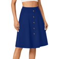thumbnail image 6 of LWavelet Button-Front Midi Skirt with Side Pockets Women Daily Casual Structured Versatile Bottoms Blue S, 6 of 7