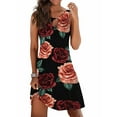thumbnail image 1 of FASHIONWT Casual Floral Print Metal Embellishment Sleeveless Mini Women Sun Dress, 1 of 4