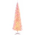 thumbnail image 1 of HOMCOM 6 ft Pre-Lit Noble Fir Slim Artificial Christmas Tree with 390 Tips and 200 Warm White LED Lights, Pink, 1 of 8