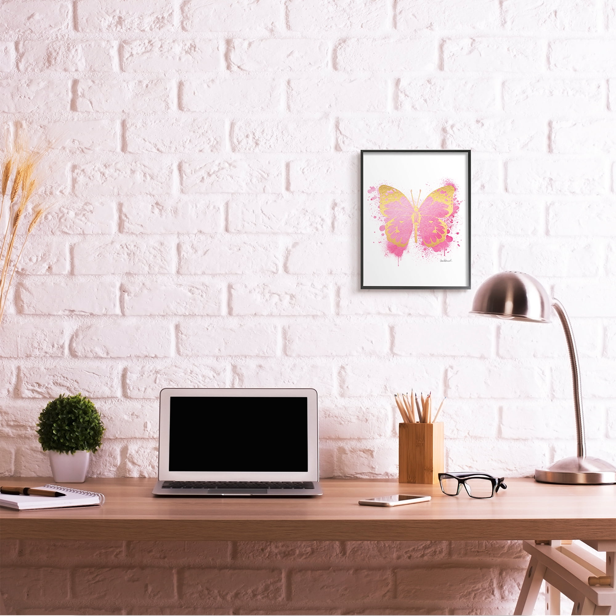 Amanda Greenwood Industries Hot Pink Pop Butterfly 11 in x 14 in Framed Painting Art Print, by Stupell Home Décor