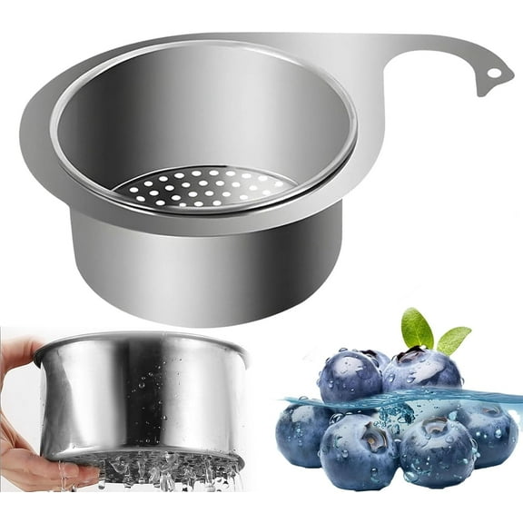 Js Swan Stainless Steel Drain Basket for Kitchen Sink, Stainless Steel Hanging Kitchen Sink Filter Basket Quick Drain for Washing Fruits and Vegetables (1Pcs)