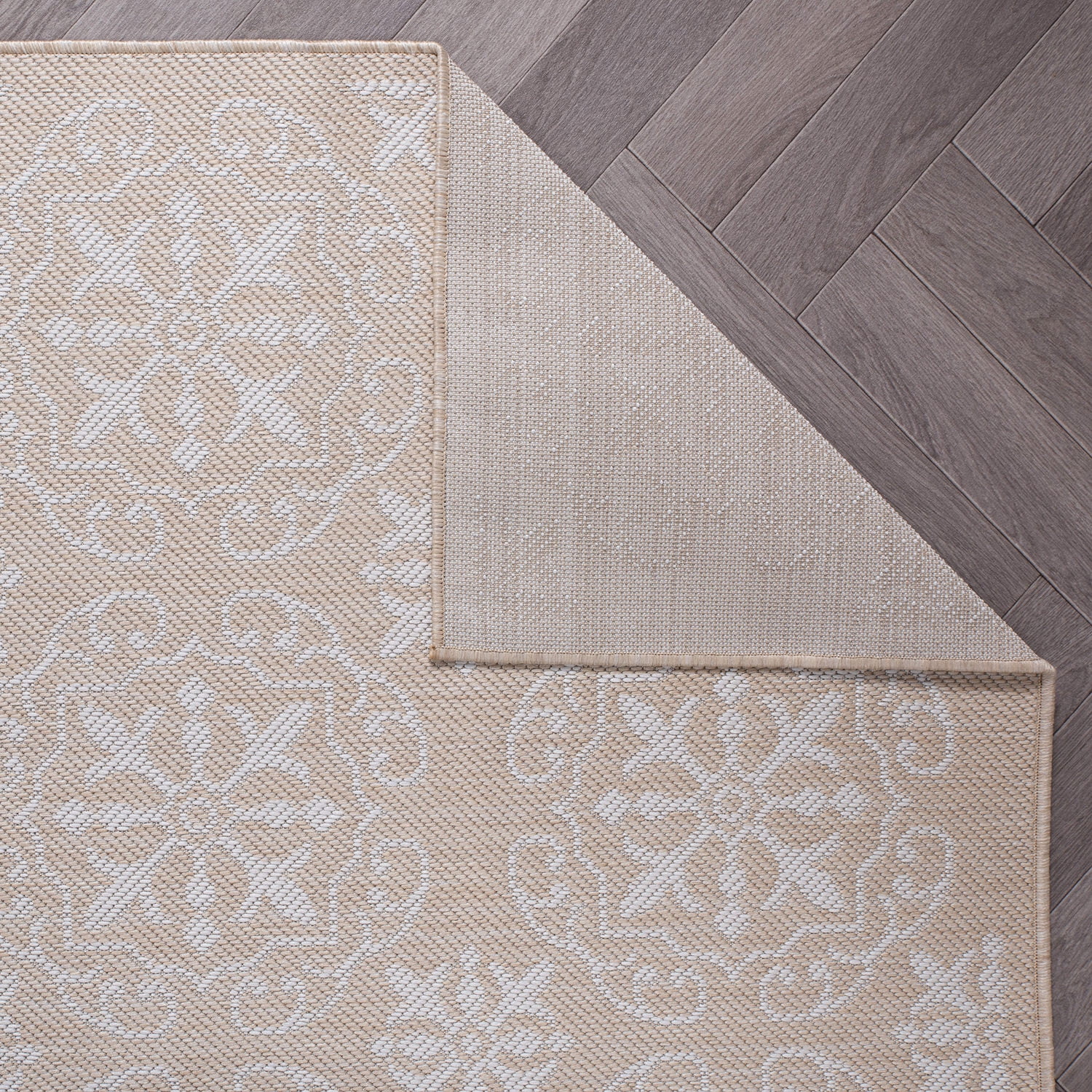 World Rug Gallery Transitional Geometric Textured Flat Weave Indoor/Outdoor Area Rug - NATURAL 5' X 7'
