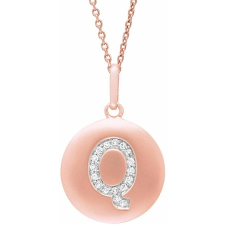Diamond Accent Rose Gold-Plated Sterling Silver Round Initial Q Disc Pendant