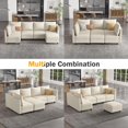 thumbnail image 3 of Techmilly Sectional Chenille Sofa, 6 Seats Modular Convertible Couch with Storage, Charging Station for Living Room, Beige, 3 of 8