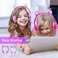 thumbnail image 4 of Olyre Cat Ear Kids Headphones Wired with Microphone,Safe 85db Volume Limited Children Headphones with RGB Dynamic Lighting and Share Function for Boys Girls for Kids Tablet Laptop Purple, 4 of 7