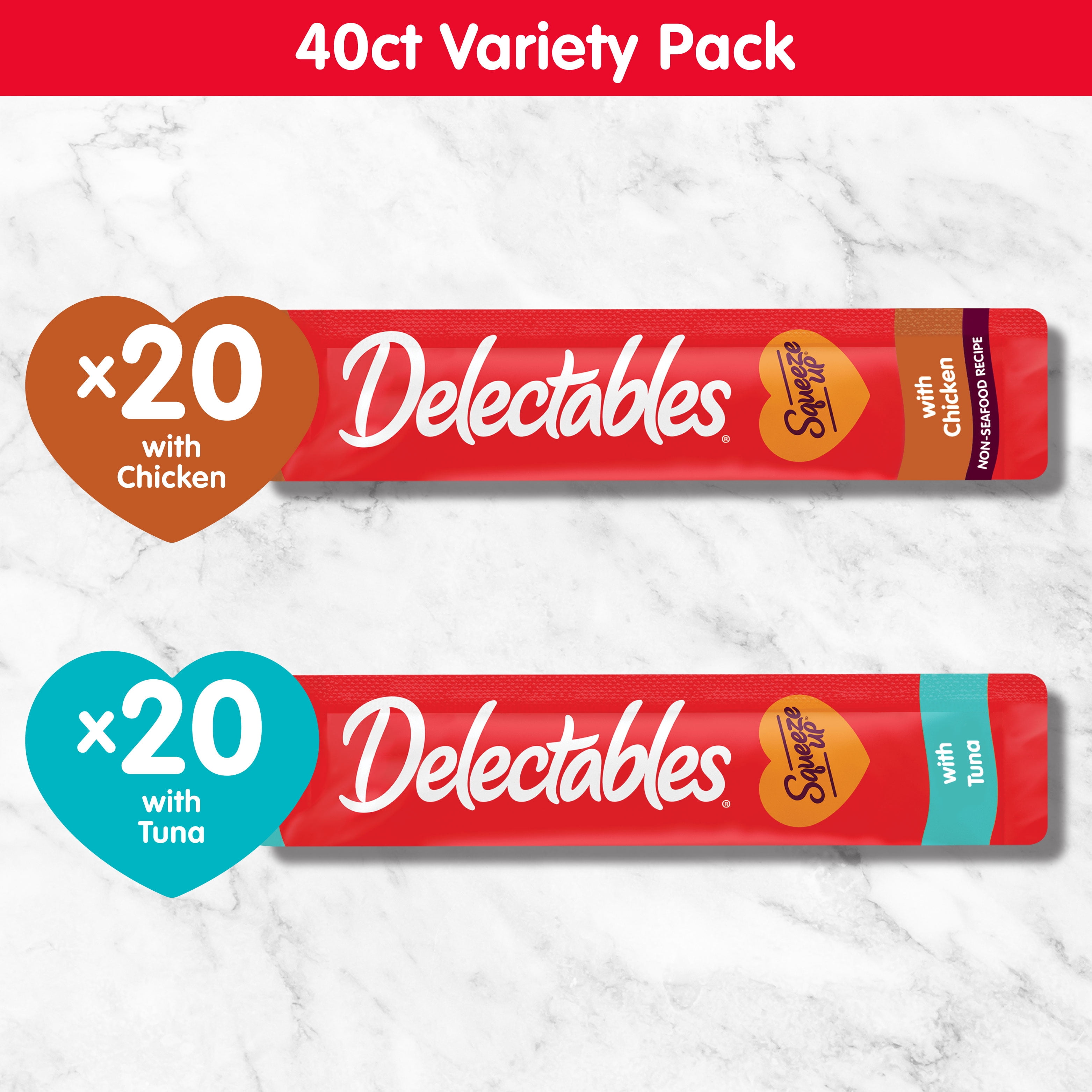 Delectables Squeeze Up Variety Pack Lickable Cat Treats, 0.5-oz tube, 40 count