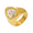 Gold White Stone, variant on Women's Stainless Steel Waterdrop Zircon Statament Band Glass Crystal Wedding Ring Silver Pink Stone Size 8