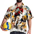 thumbnail image 4 of Football Men's Short Sleeve Spread Collar Button Down Beach Print Casual Shirts, 4 of 6